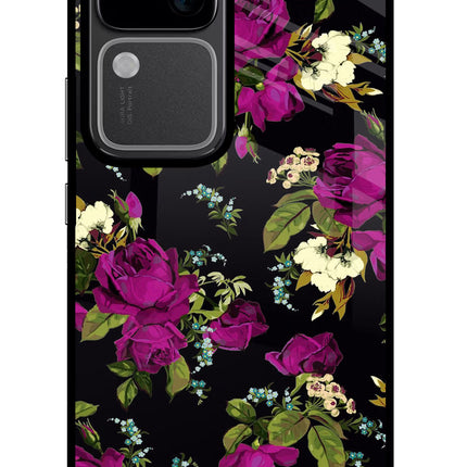 Flowers Vivo V30 5G Glass Case Back Cover by Casekaro
