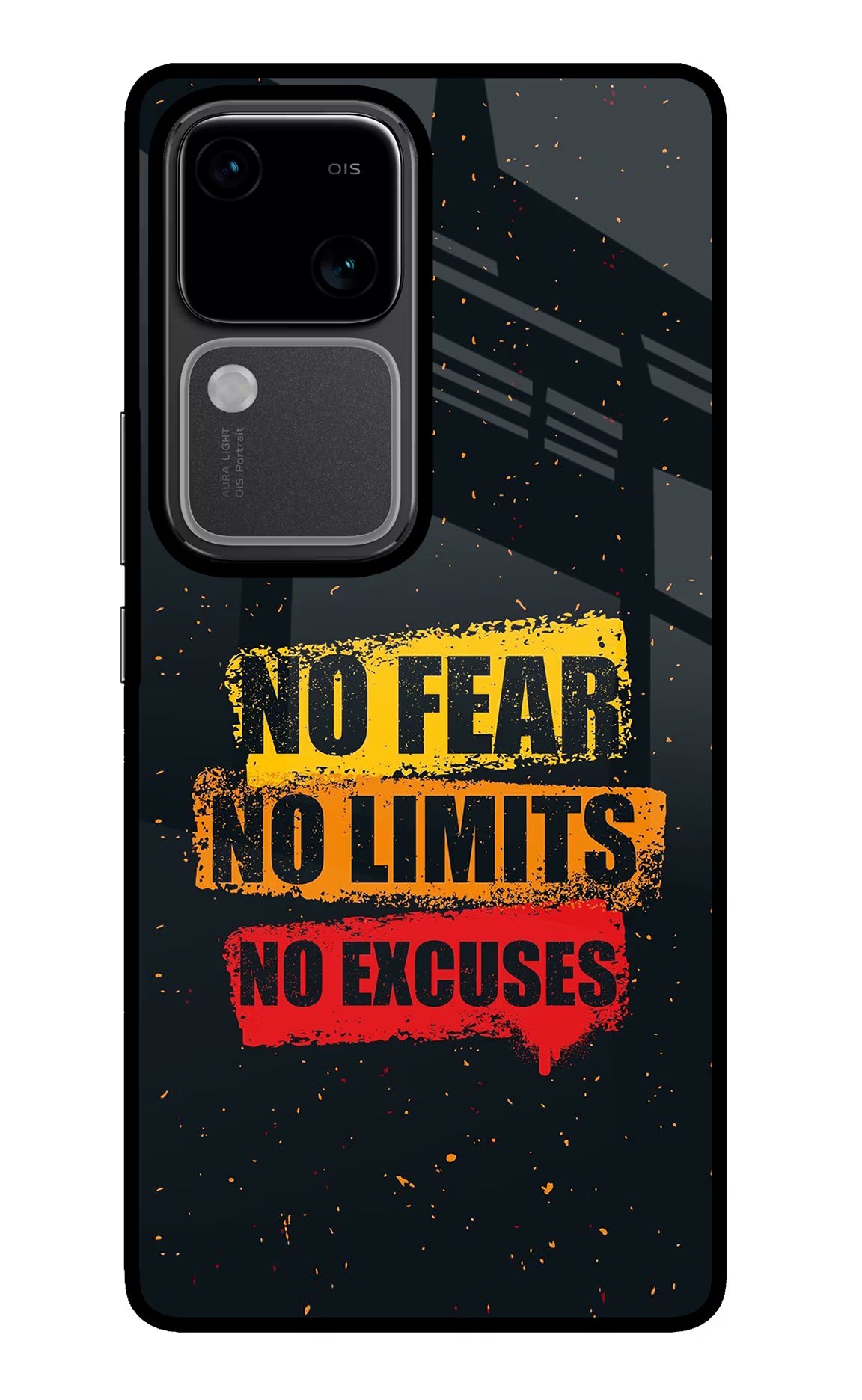No Fear No Limits No Excuse Vivo V30 5G Glass Case Back Cover by Casekaro