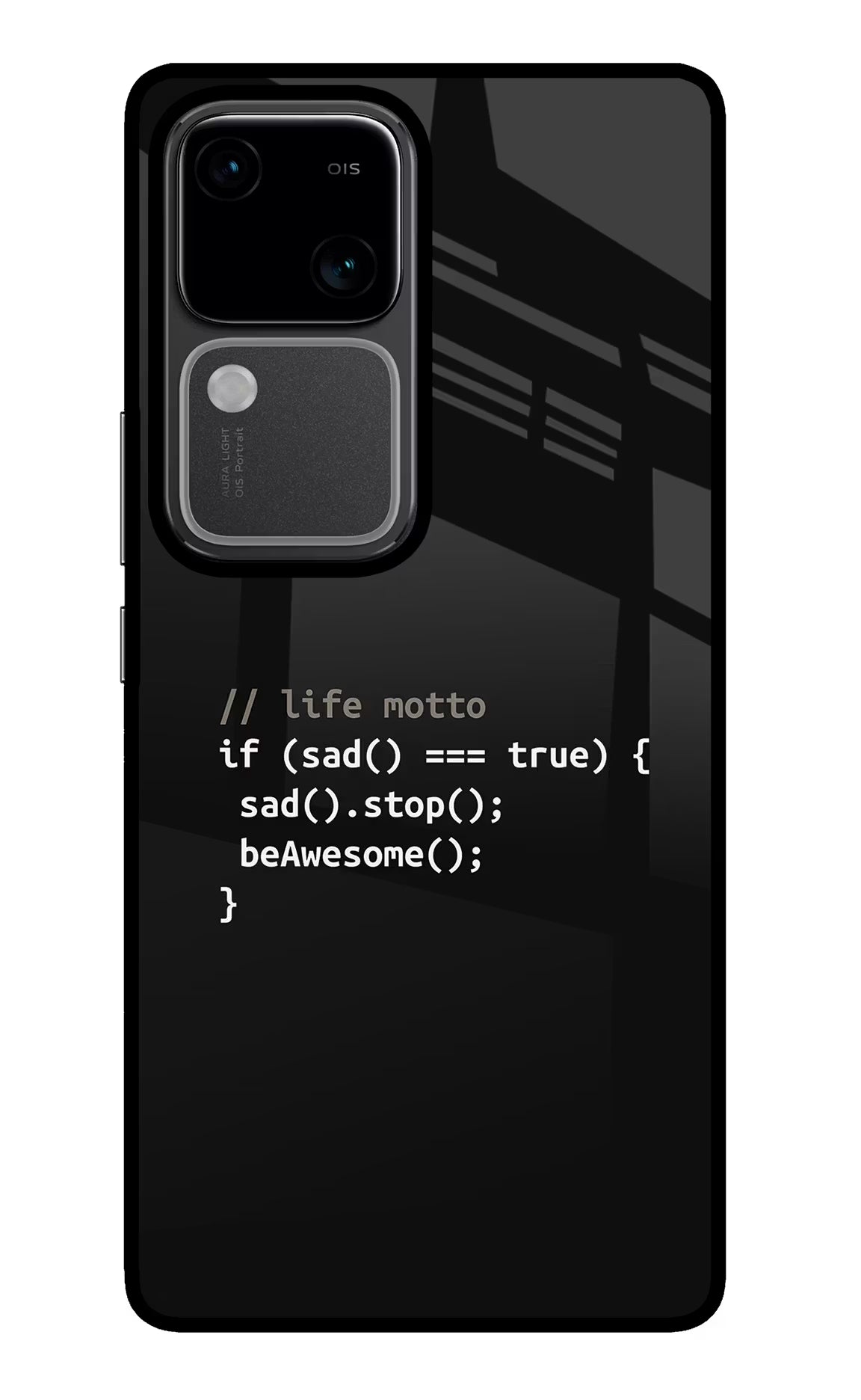 Life Motto Code Vivo V30 5G Glass Case Back Cover by Casekaro