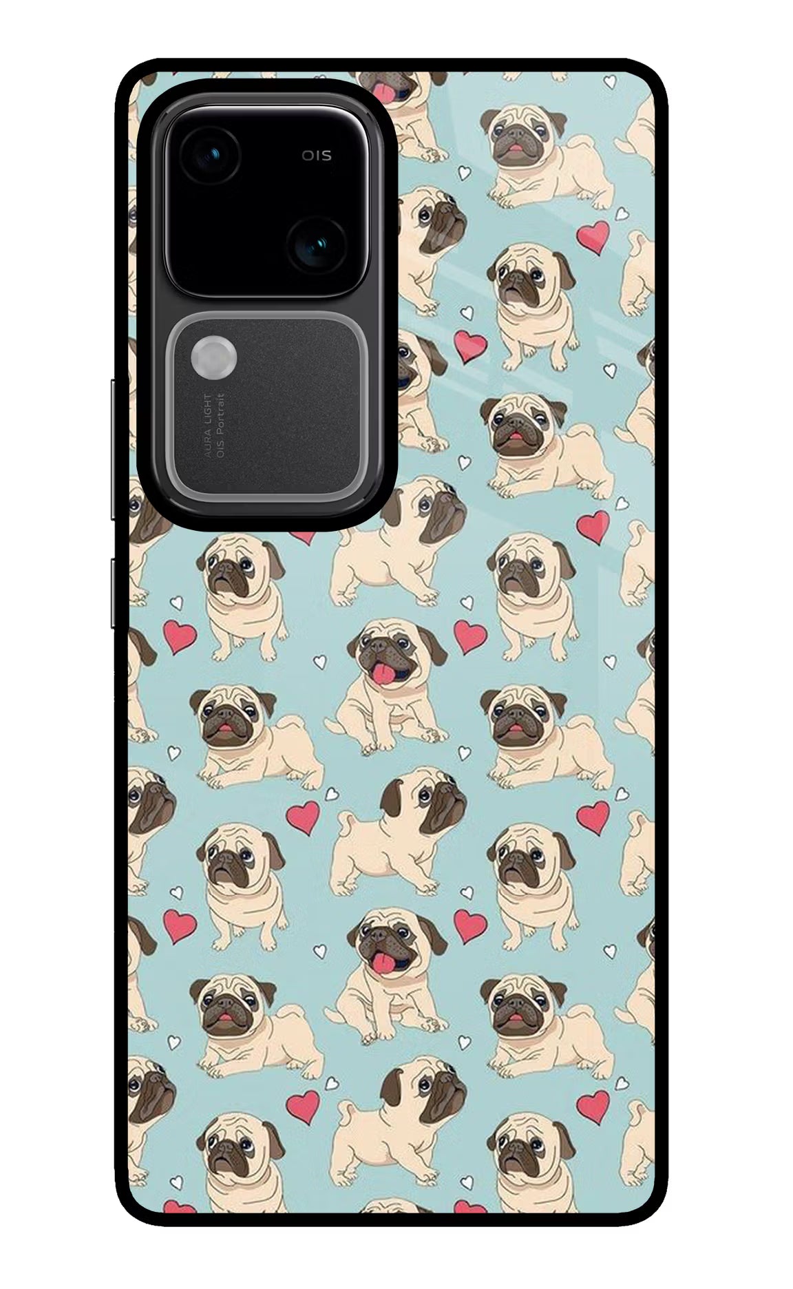 Pug Dog Vivo V30 5G Glass Case Back Cover by Casekaro