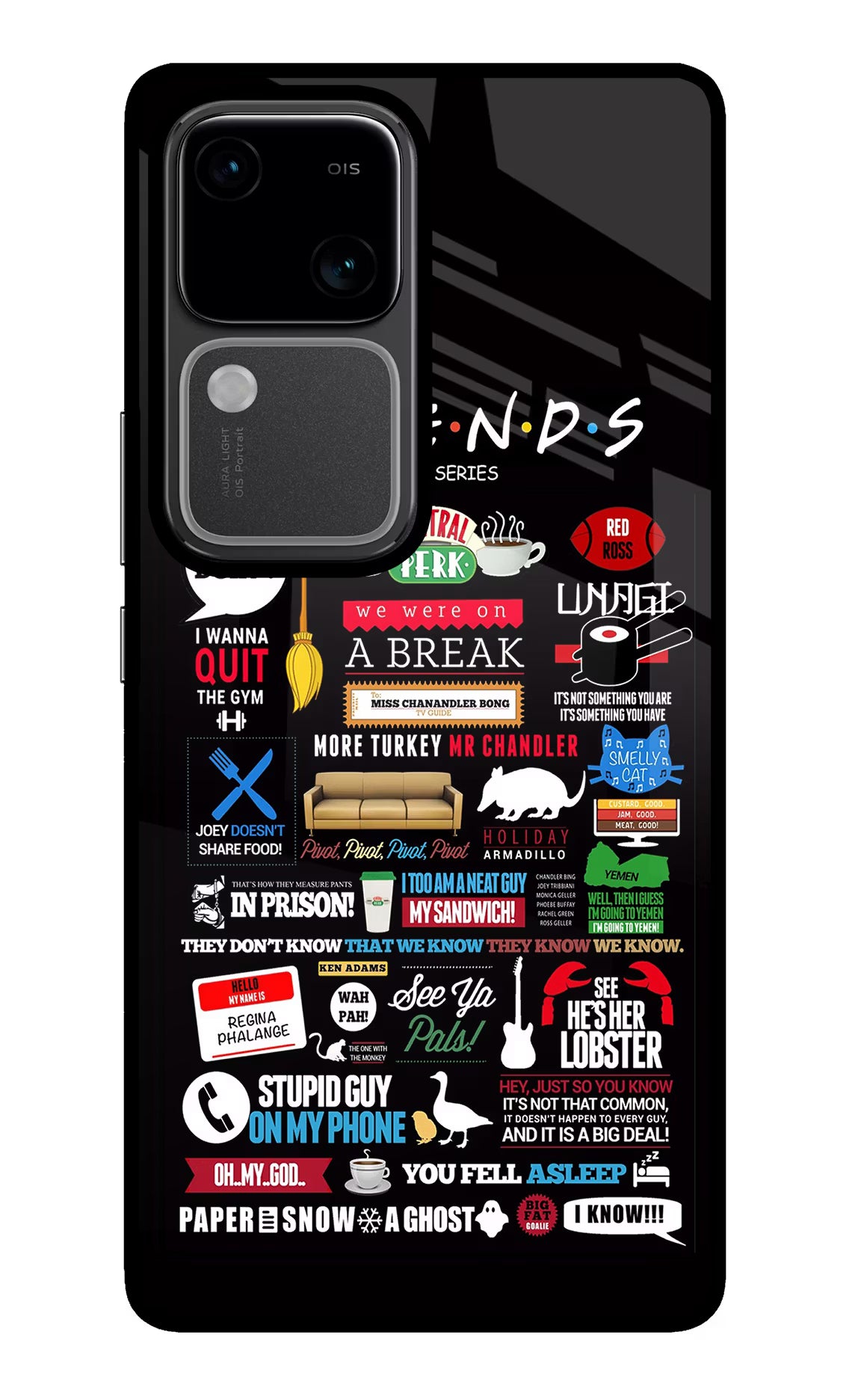 FRIENDS Vivo V30 5G Glass Case Back Cover by Casekaro