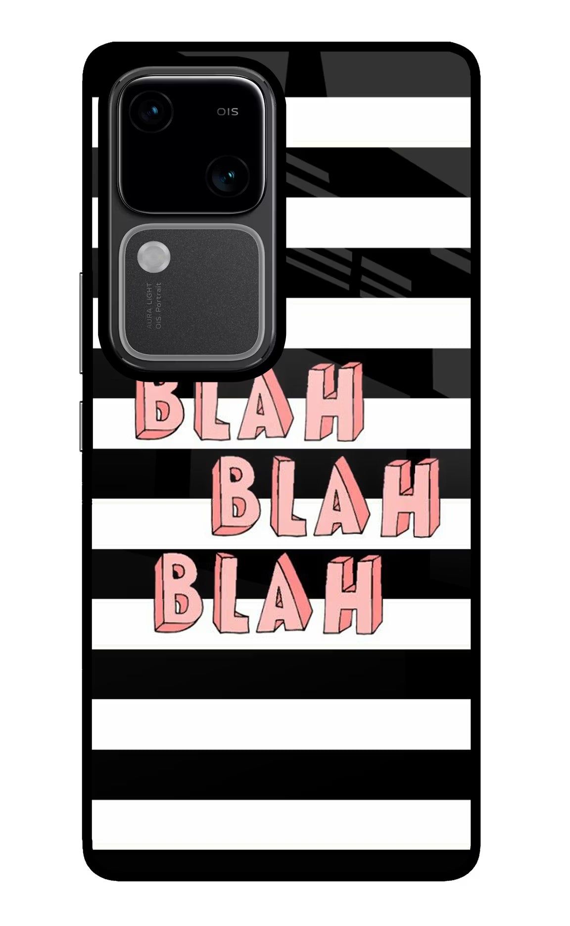 Blah Blah Blah Vivo V30 5G Glass Case Back Cover by Casekaro