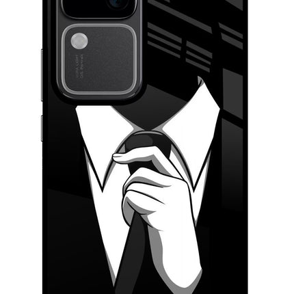 Black Tie Vivo V30 5G Glass Case Back Cover by Casekaro