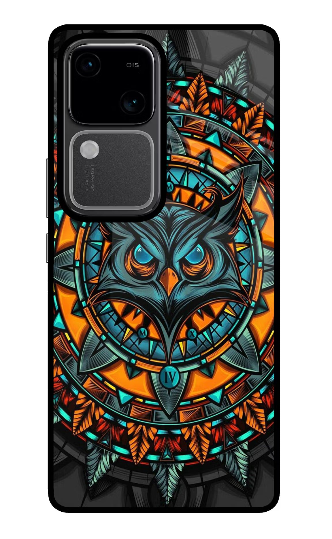Angry Owl Art Vivo V30 5G Glass Case Back Cover by Casekaro