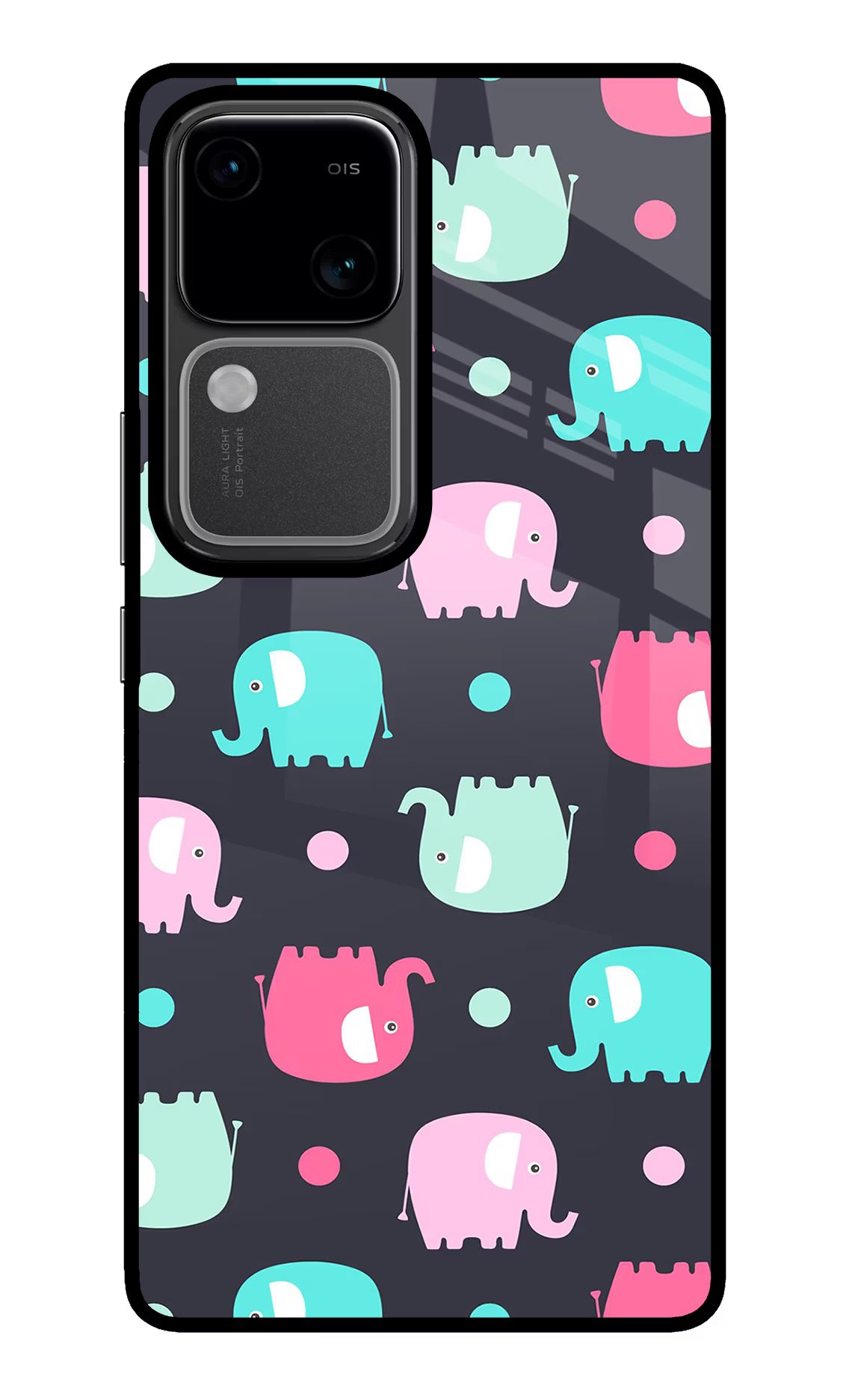 Elephants Vivo V30 5G Glass Case Back Cover by Casekaro