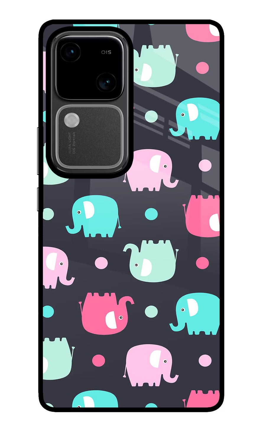 Elephants Vivo V30 5G Back Cover, Glass case