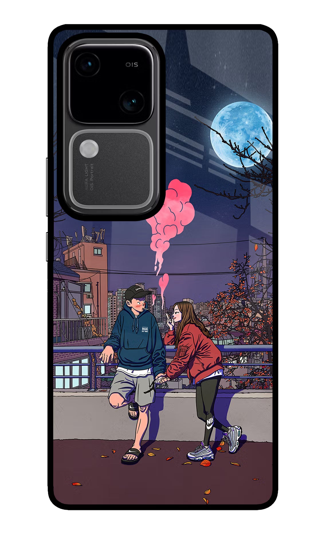 Chilling Couple Vivo V30 5G Glass Case Back Cover by Casekaro