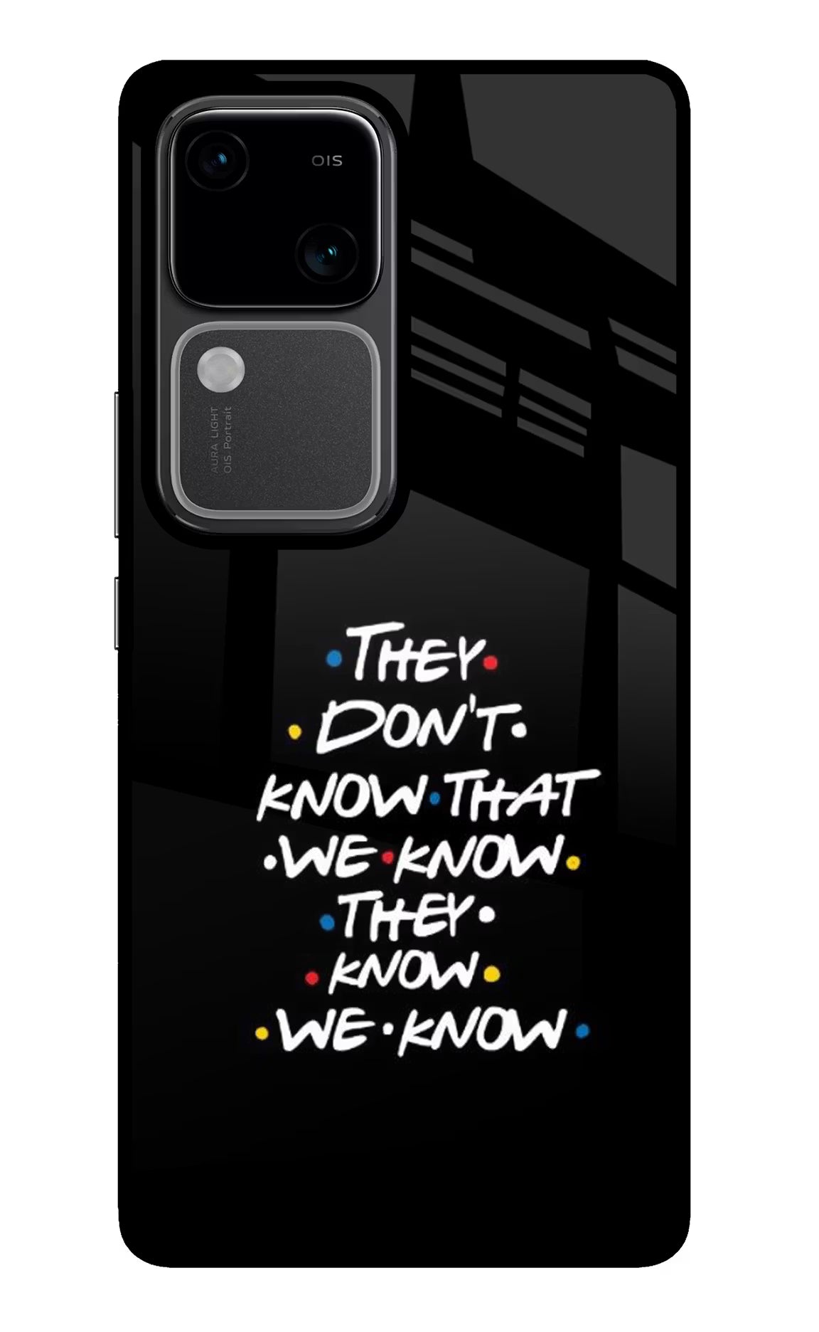 FRIENDS Dialogue Vivo V30 5G Glass Case Back Cover by Casekaro