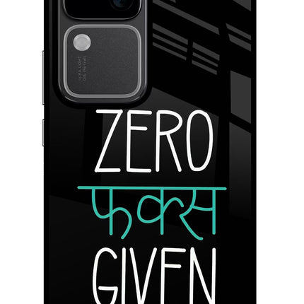 Zero Fucks Given Vivo V30 5G Glass Case Back Cover by Casekaro