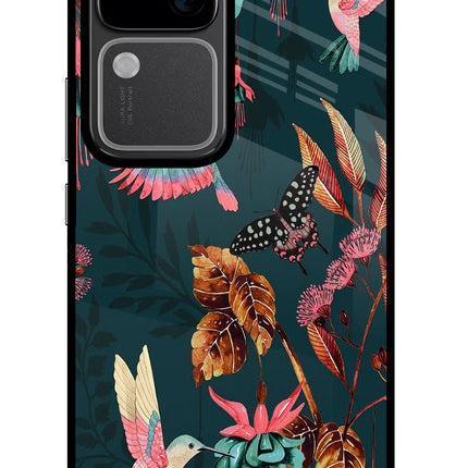 Birds Vivo V30 5G Glass Case Back Cover by Casekaro