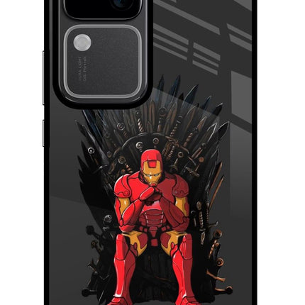Ironman Throne Vivo V30 5G Glass Case Back Cover by Casekaro