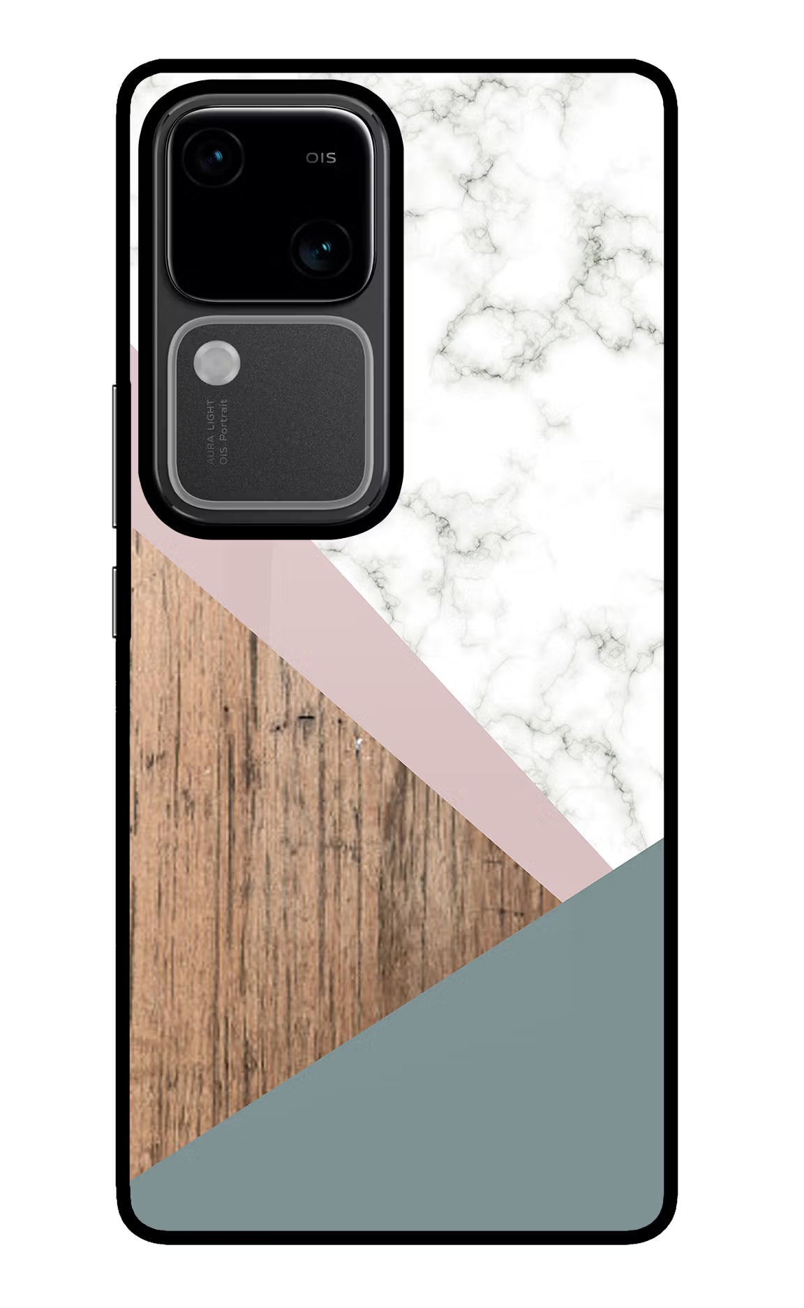 Marble wood Abstract Vivo V30 5G Glass Case Back Cover by Casekaro