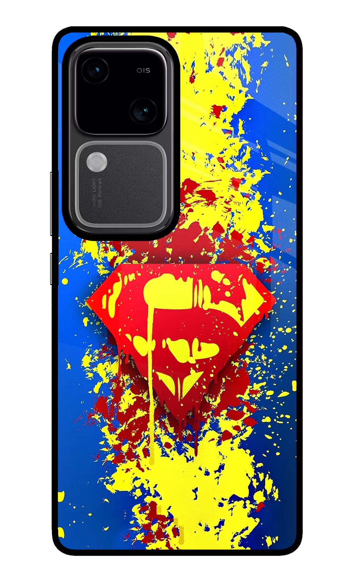Superman logo Vivo V30 5G Glass Case Back Cover by Casekaro