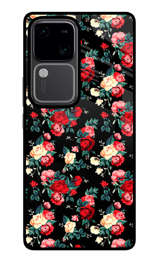 Rose Pattern Vivo V30 5G Glass Case