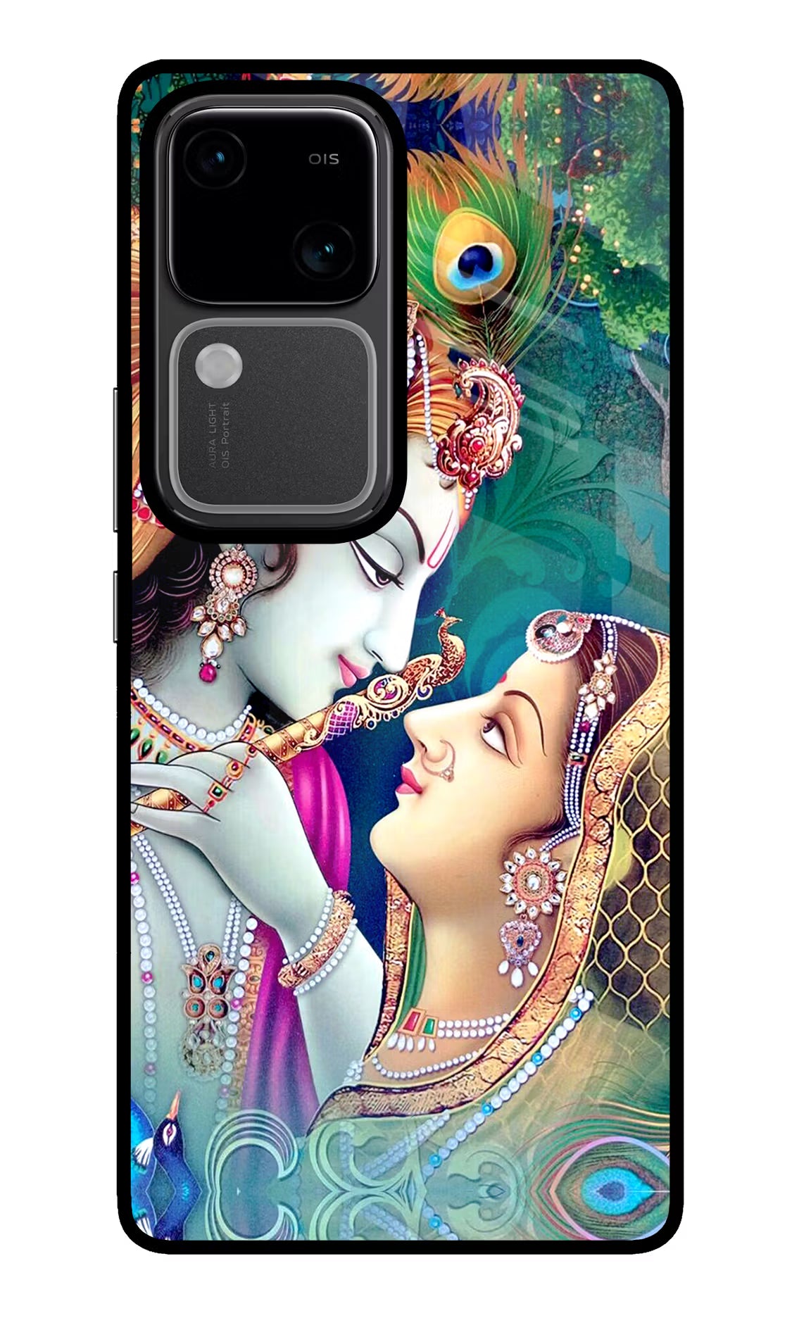 Lord Radha Krishna Vivo V30 5G Glass Case Back Cover by Casekaro