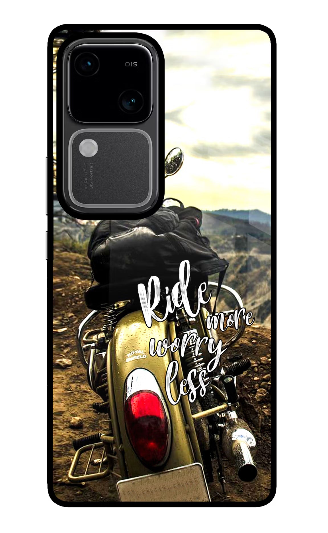 Ride More Worry Less Vivo V30 5G Glass Case Back Cover by Casekaro