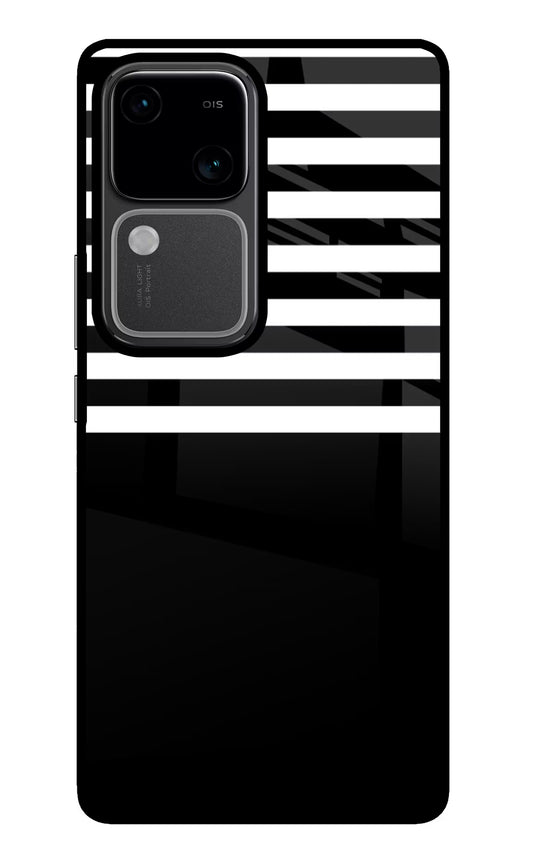 Black and White Print Vivo V30 5G Glass Case