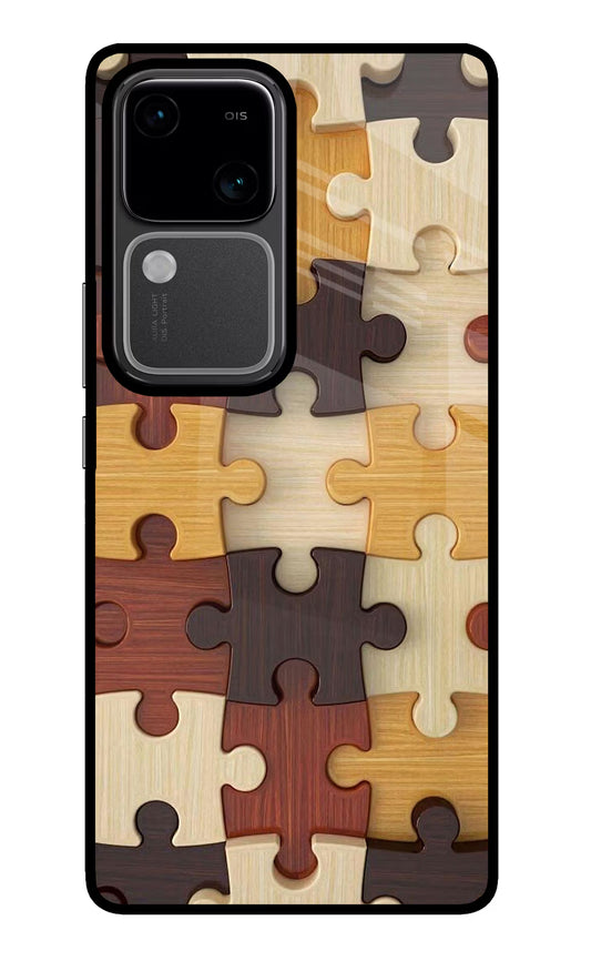 Wooden Puzzle Vivo V30 5G Glass Case