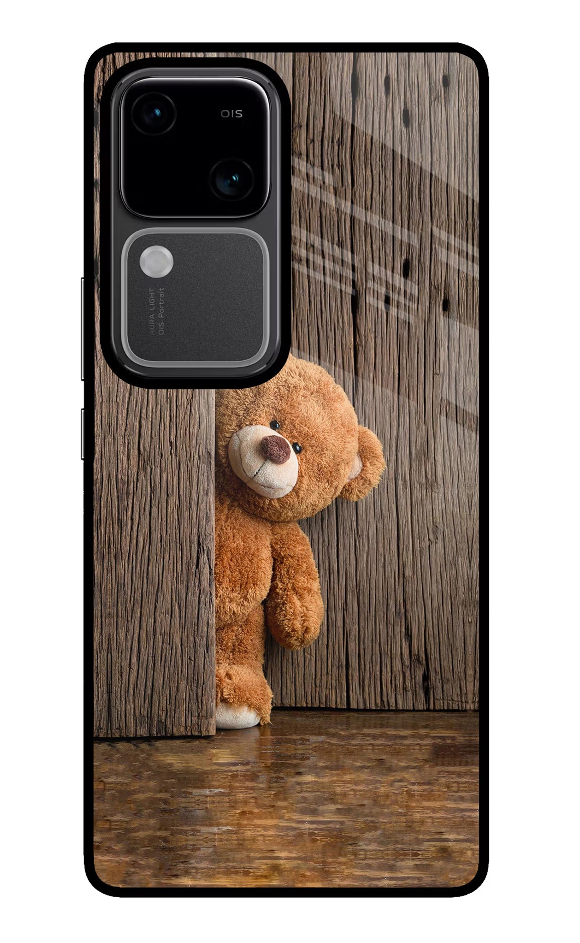Teddy Wooden Vivo V30 5G Glass Case