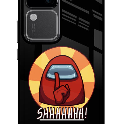 Among Us Shhh! Vivo V30 5G Glass Case Back Cover by Casekaro