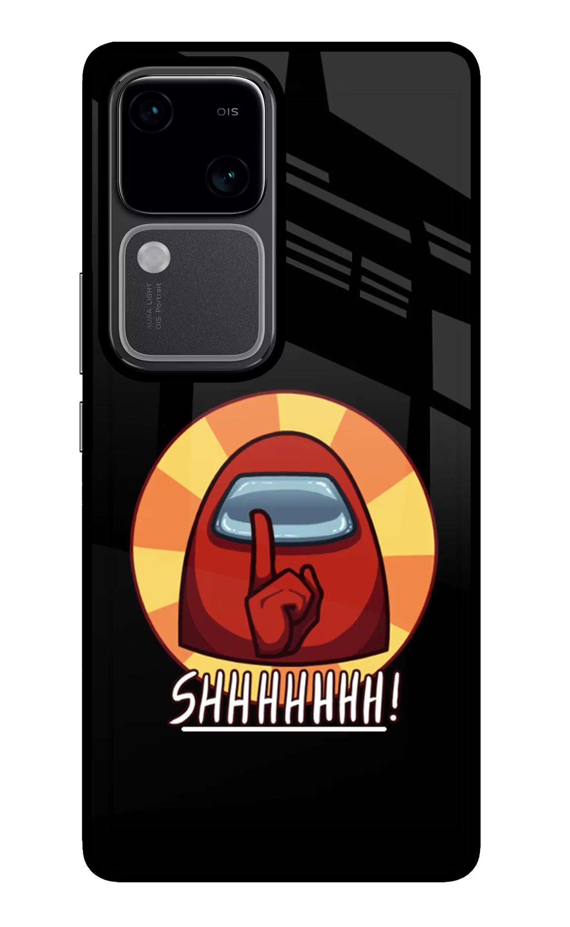 Among Us Shhh! Vivo V30 5G Glass Case Back Cover by Casekaro