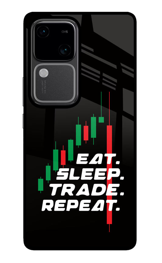 Eat Sleep Trade Repeat Vivo V30 5G Glass Case