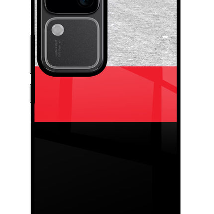 Tri Color Pattern Vivo V30 5G Glass Case Back Cover by Casekaro