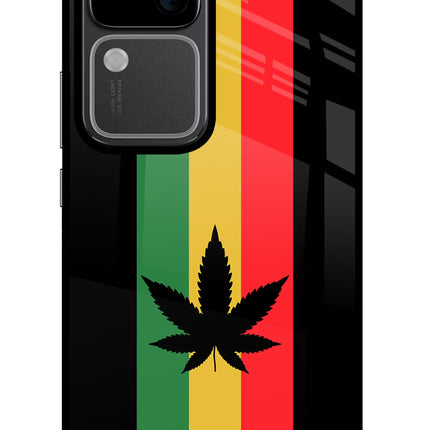 Weed Flag Vivo V30 5G Glass Case Back Cover by Casekaro