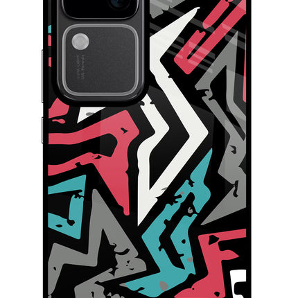 Geometric Graffiti Vivo V30 5G Glass Case Back Cover by Casekaro