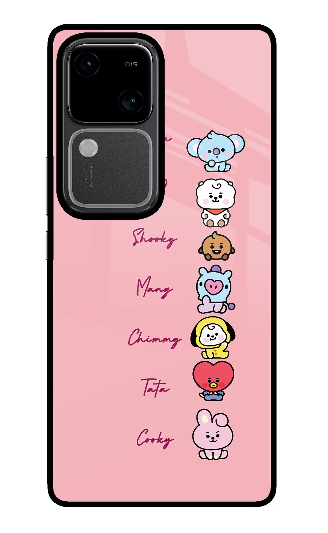 BTS names Vivo V30 5G Glass Case Back Cover by Casekaro