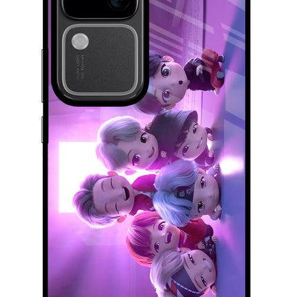 BTS Chibi Vivo V30 5G Glass Case Back Cover by Casekaro