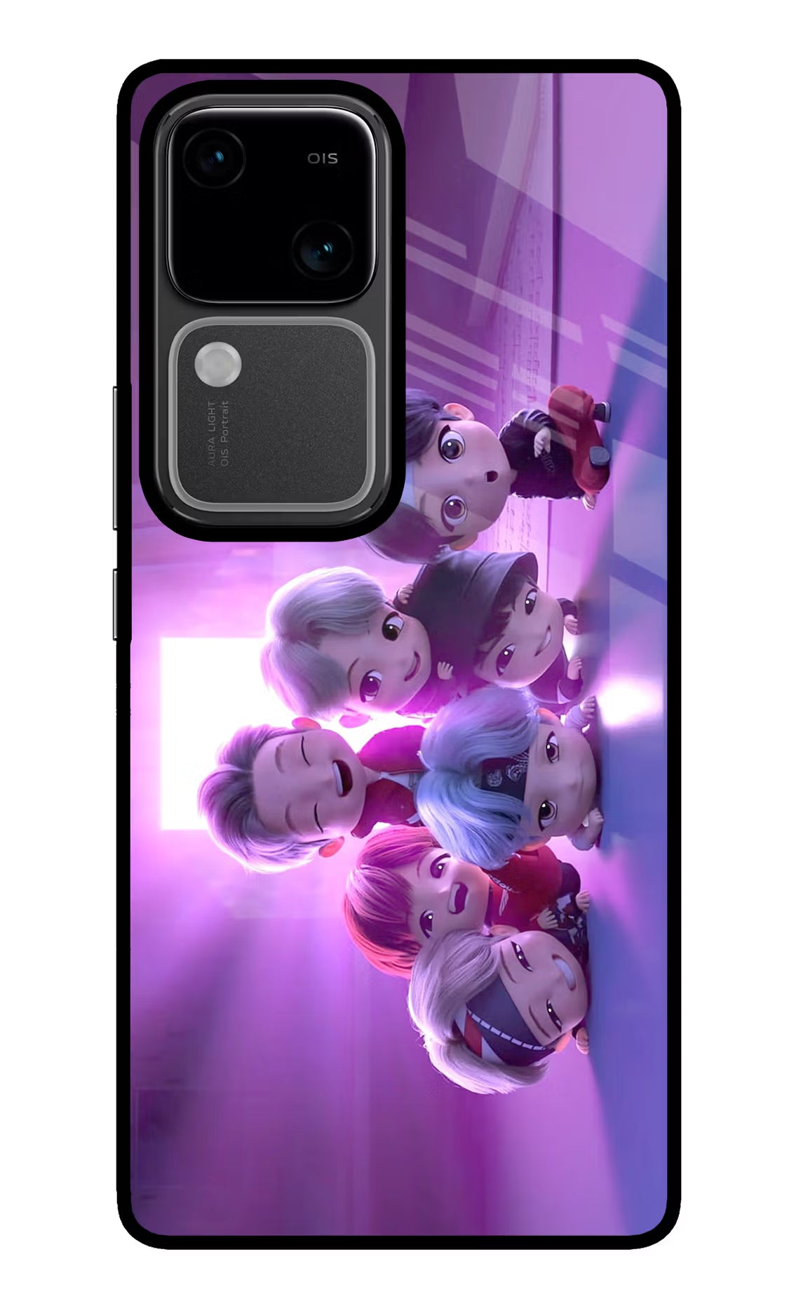 BTS Chibi Vivo V30 5G Glass Case Back Cover by Casekaro