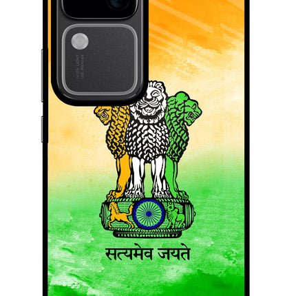 Satyamev Jayate Flag Vivo V30 5G Glass Case