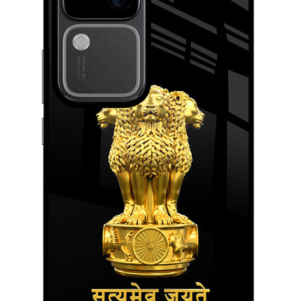 Satyamev Jayate Golden Vivo V30 5G Glass Case