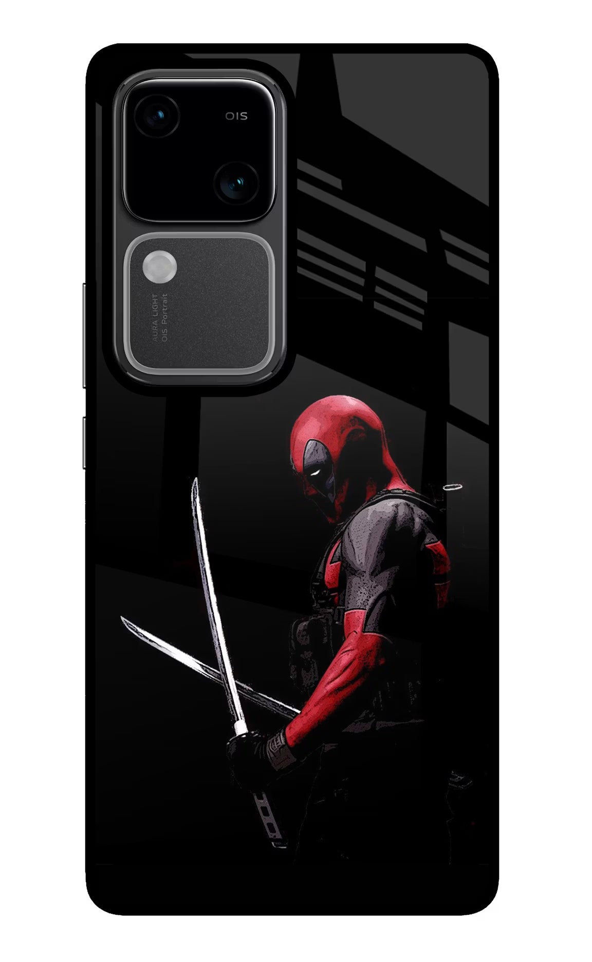 Deadpool Vivo V30 5G Glass Case Back Cover by Casekaro