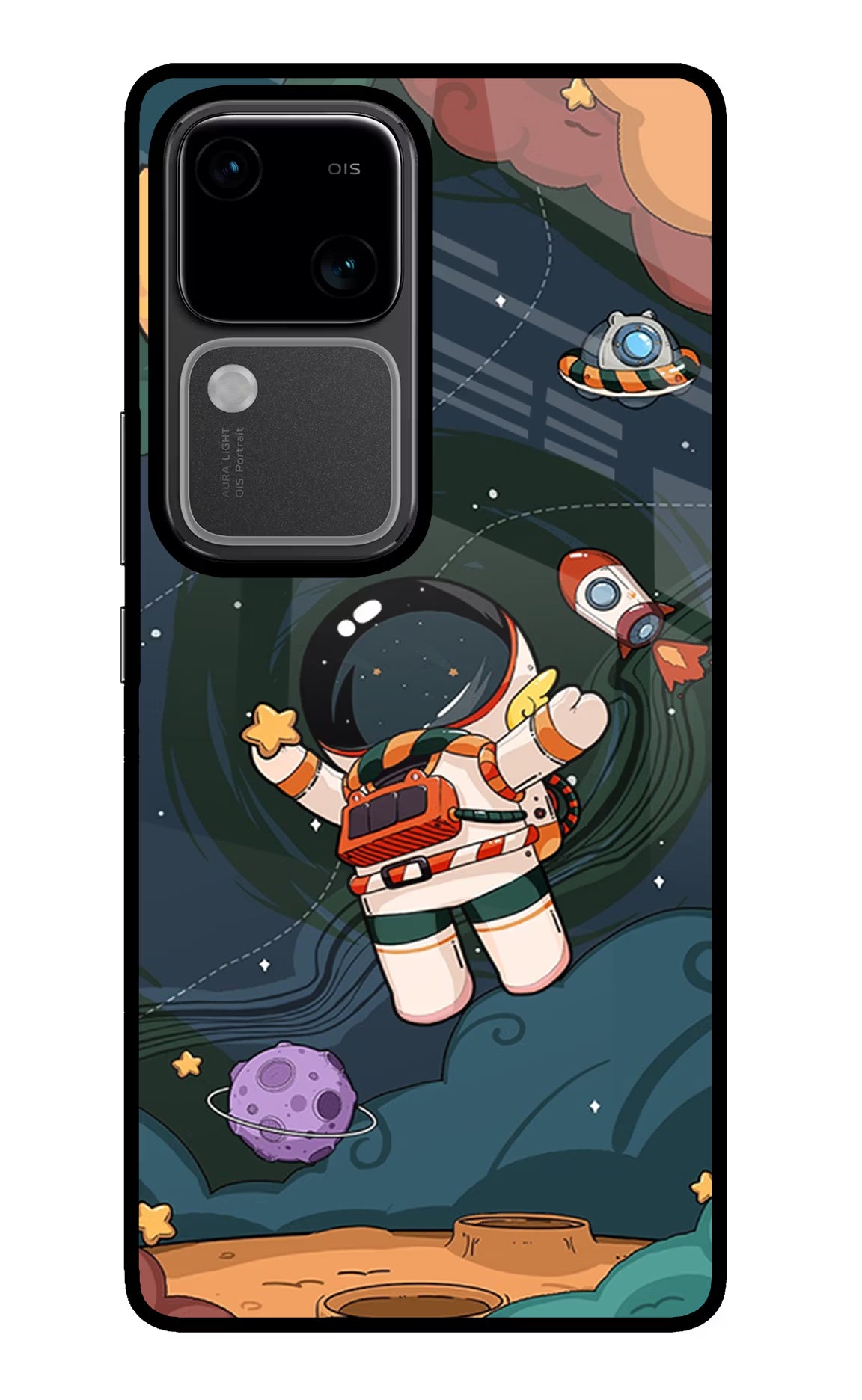 Cartoon Astronaut Vivo V30 5G Glass Case