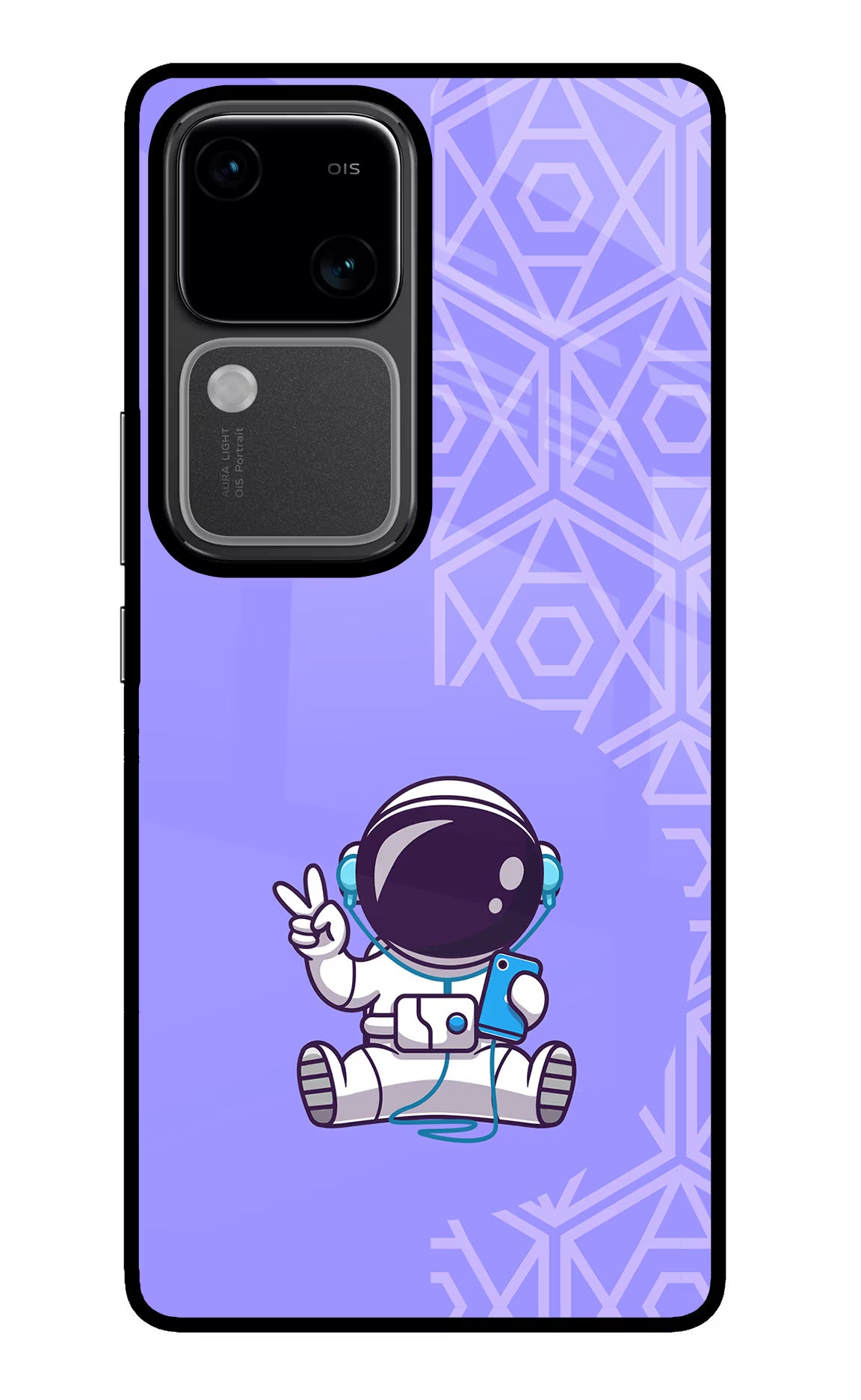 Cute Astronaut Chilling Vivo V30 5G Glass Case
