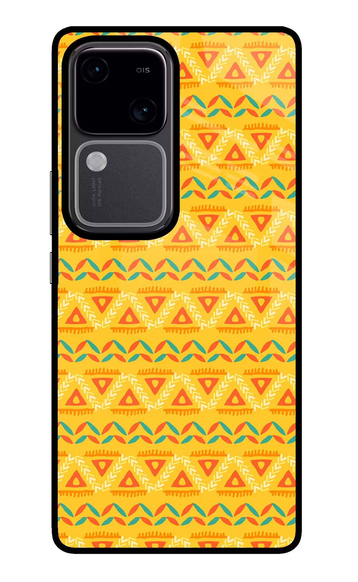 Tribal Pattern Vivo V30 5G Glass Case Back Cover by Casekaro