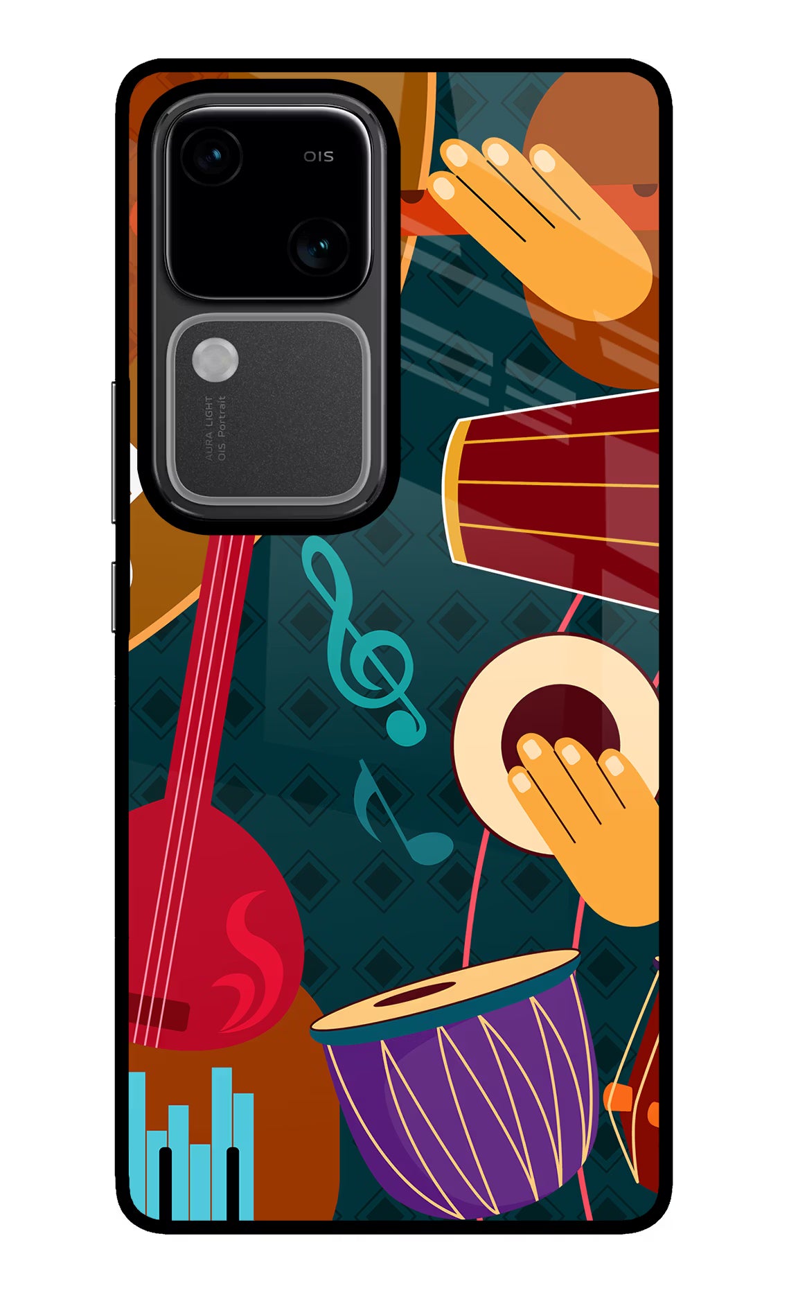 Music Instrument Vivo V30 5G Glass Case Back Cover by Casekaro