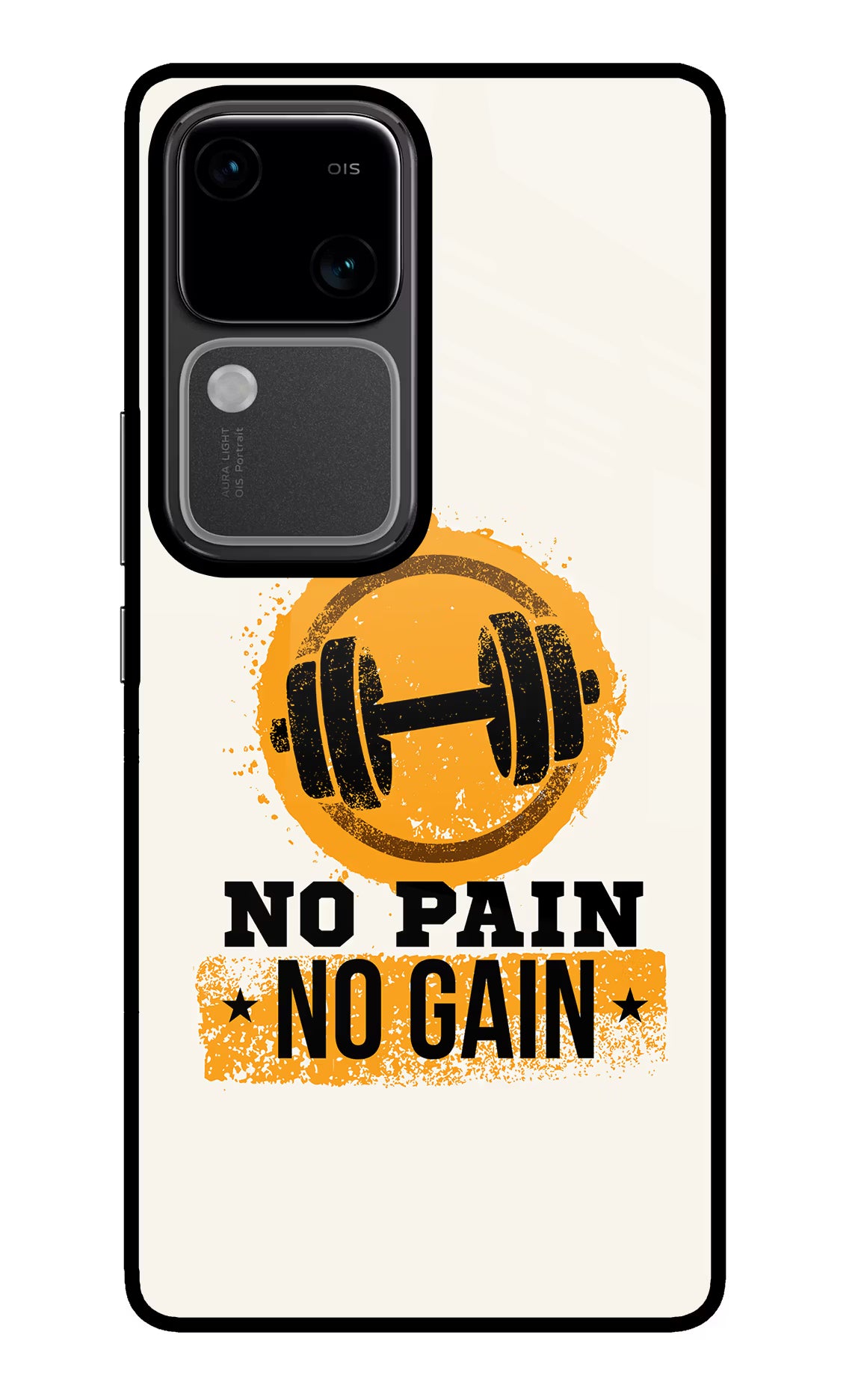 No Pain No Gain Vivo V30 5G Glass Case Back Cover by Casekaro