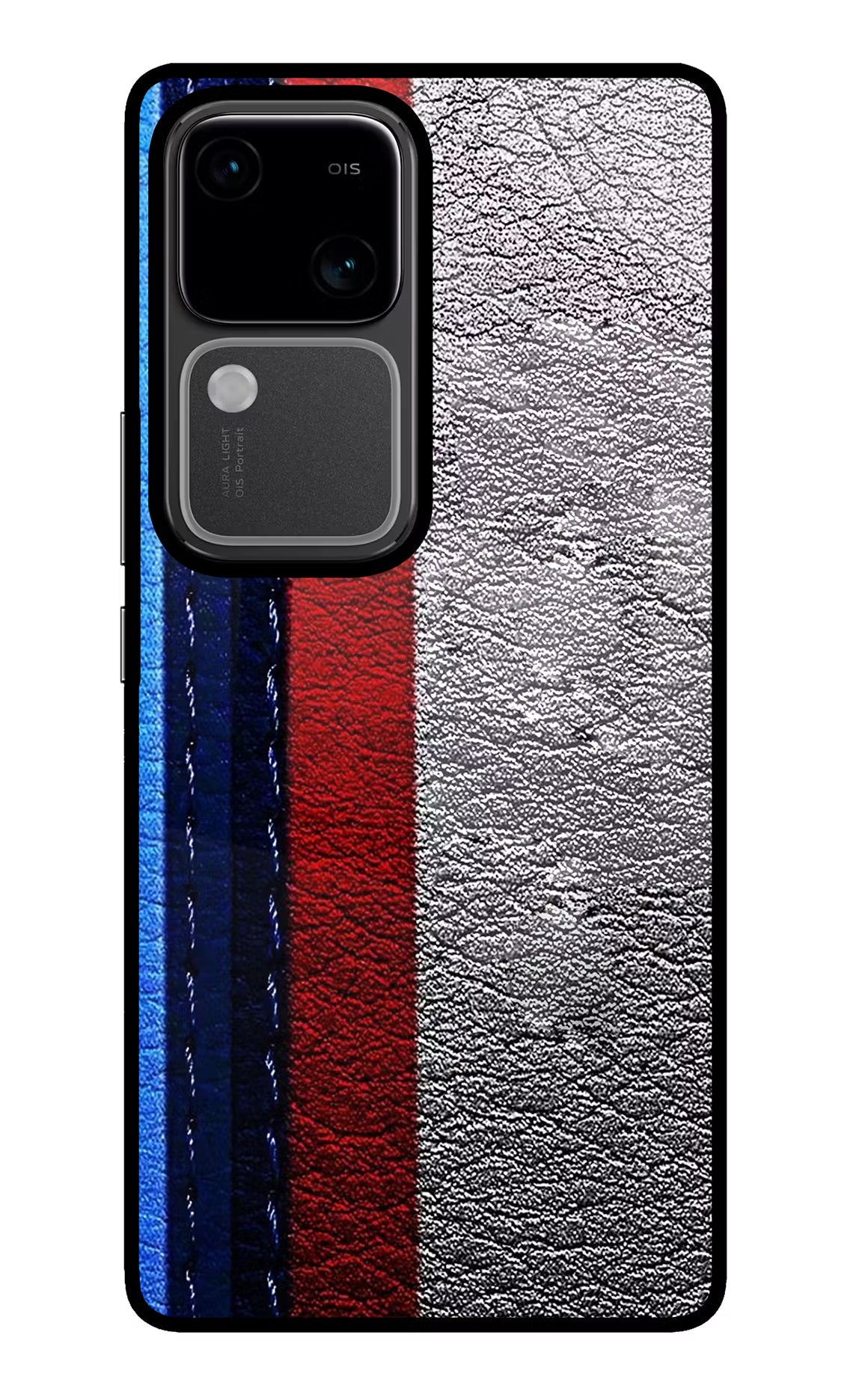 BMW Stripes Vivo V30 5G Glass Case Back Cover by Casekaro