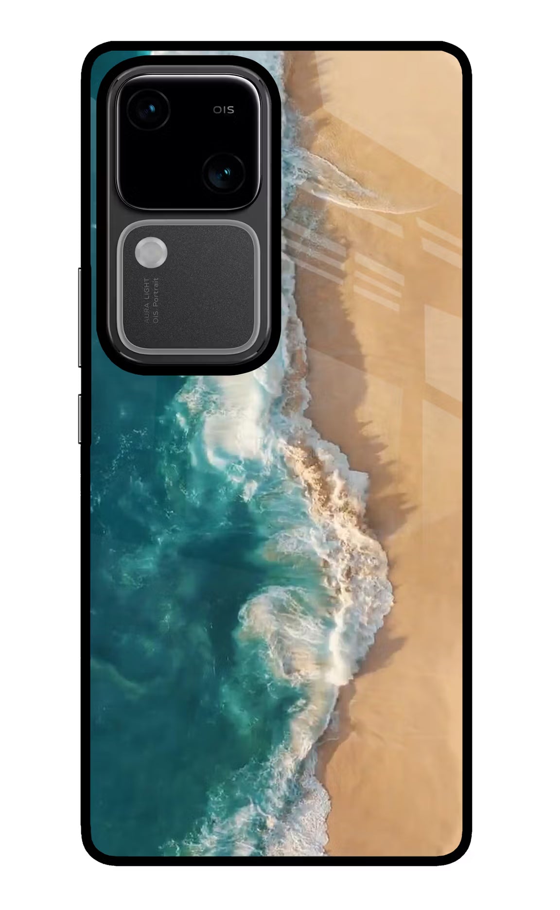 Ocean Beach Vivo V30 5G Glass Case Back Cover by Casekaro