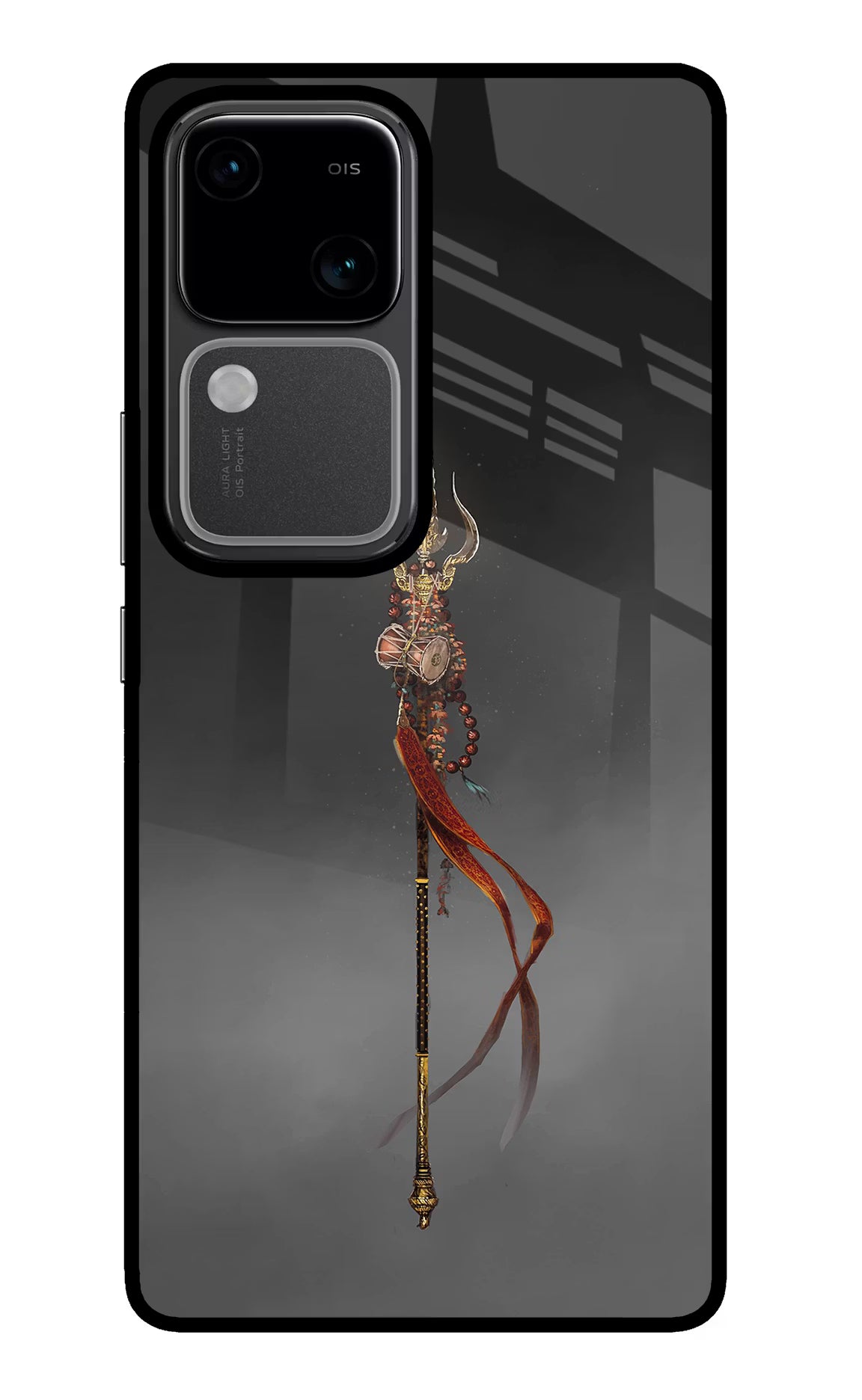 Shiv Trishul Vivo V30 5G Glass Case Back Cover by Casekaro