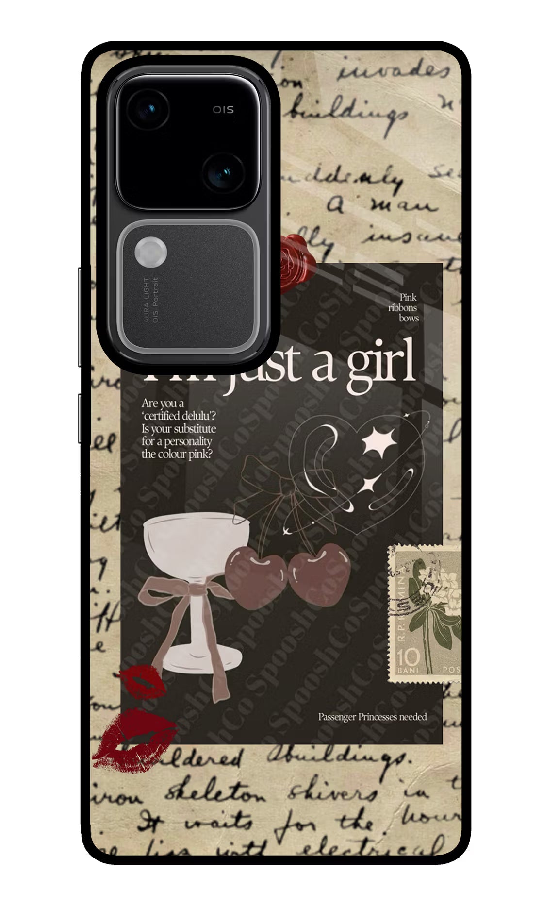 I am just a girl Vivo V30 5G Glass Case Back Cover by Casekaro