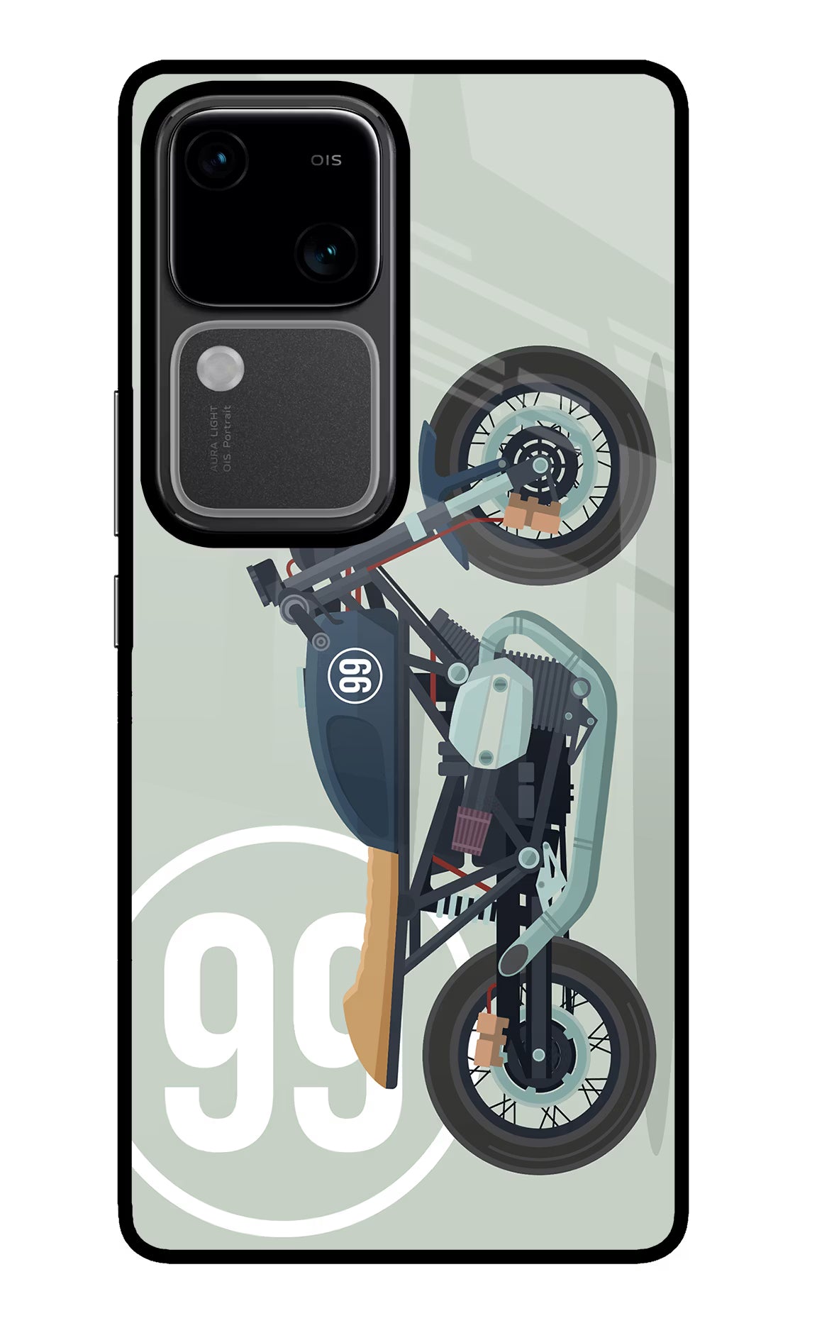 Classic Cafe Racer 99 Vivo V30 5G Glass Case Back Cover by Casekaro