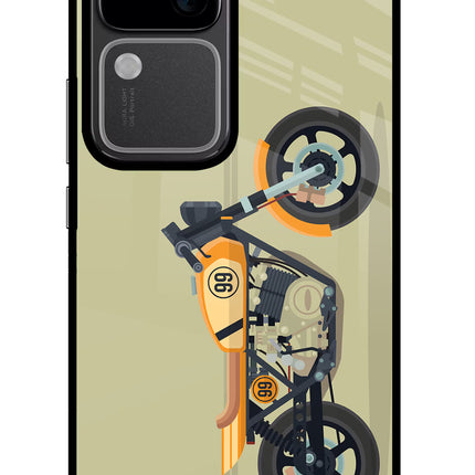 Vertical Speedster Vivo V30 5G Glass Case Back Cover by Casekaro