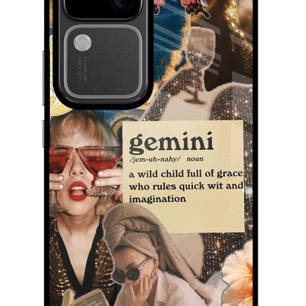 Gemini Zodiac Vivo V30 5G Glass Case Back Cover by Casekaro