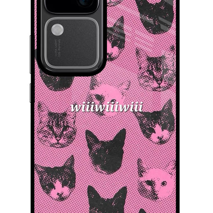 Pink Cats Vivo V30 5G Glass Case