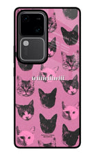 Pink Cats Vivo V30 5G Glass Case