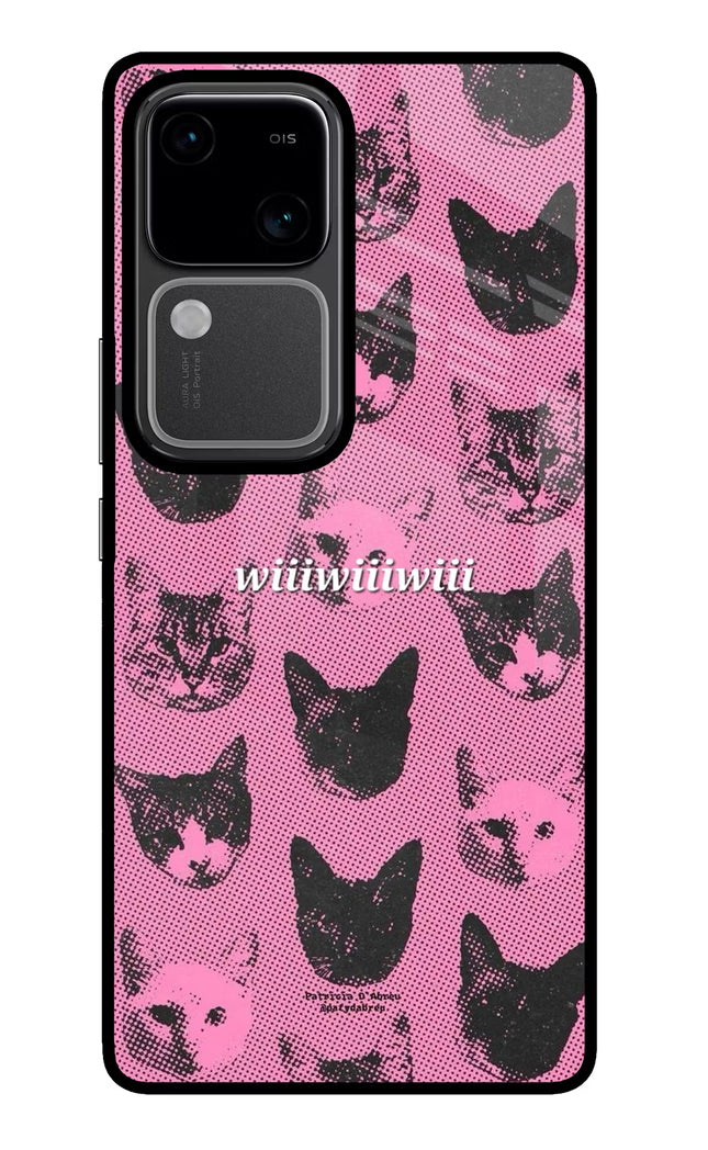 Pink Cats Vivo V30 5G Glass Case